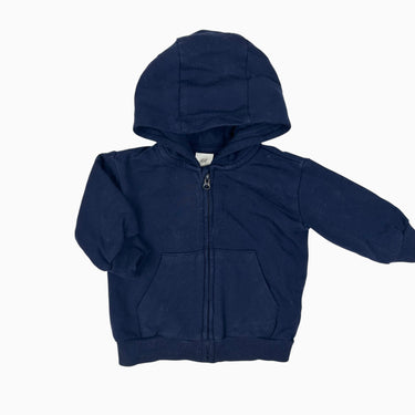 Veste à capuchon marine en coton bio 2-4M