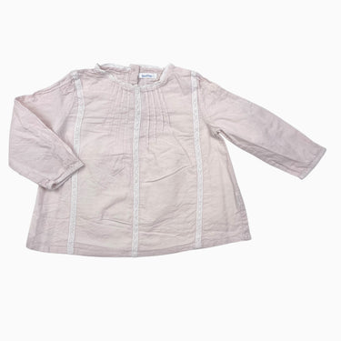 Blouse rose pâle avec broderie crème 18M