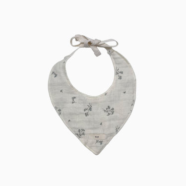Bavoir en mousseline de coton crème à fleurs bleues 0-6M