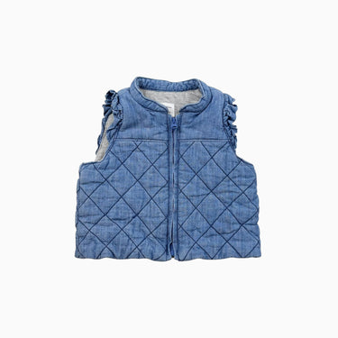 Veste sans manche en coton chambray matelassée 6-12M