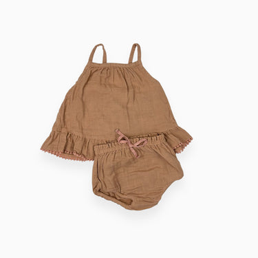 Ensemble blush cami et bloomer en mousseline de coton 3Y