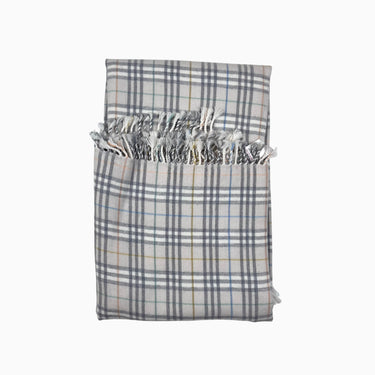 Couverture à carreaux en tricot laine mérinos extra fine 100x110cm