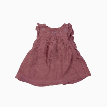 Robe terracotta avec fleurs brodées en mousseline 1-3M