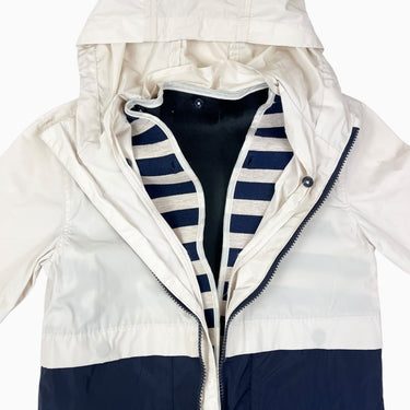 Manteau style coupe-vent vanille et marine doublé partiellement 5-6Y