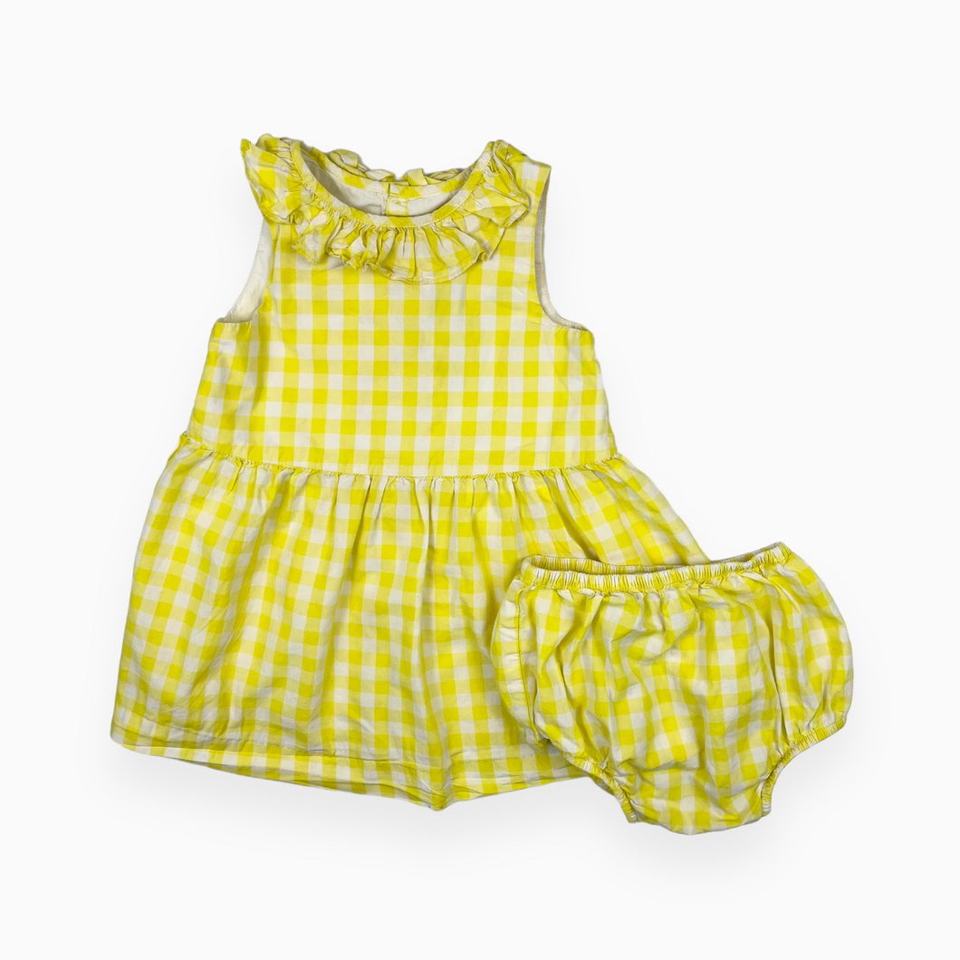 Robe avec bloomer en coton à motif vichy citron 18M