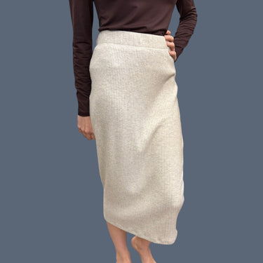 Jupe grise en modal et poly côtelé pour femmes XS