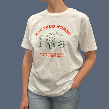 T-shirt blanc 'avocado house' en coton pour femmes S-M