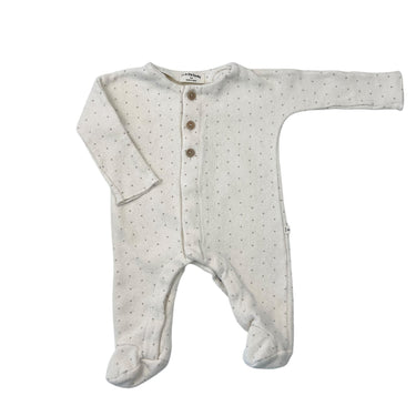 Pyjama blanc cassé en tricot de coton, acrylique et poly à imprimé petites croix 1M