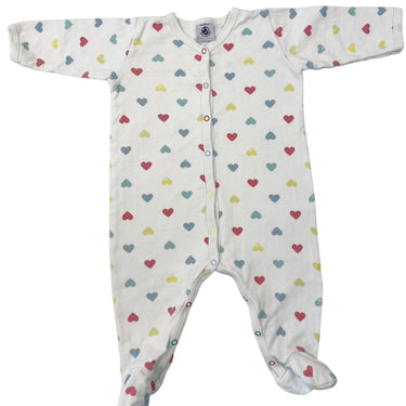 Pyjama blanc en coton à imprimé coeurs 6M