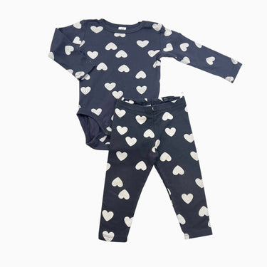 Ensemble cache-couche et legging charcoal 'coeurs' 9-12M