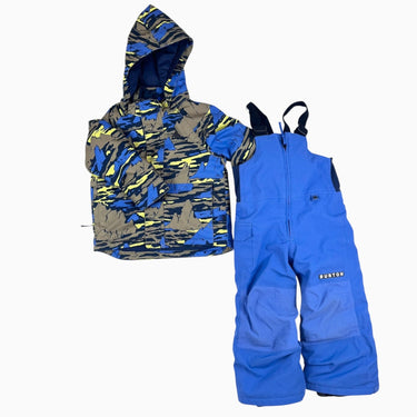 Manteau bleu style camouflage doublé en polar et salopette de neige 3Y