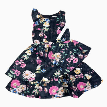 Robe noire fleurie texturée 5Y