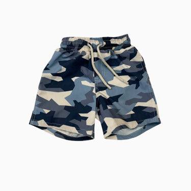 Maillot short bleu avec filet intégré en poly recyclé 3Y