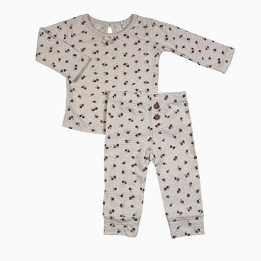 Ensemble chandail et legging vanille fleuri 3-6M