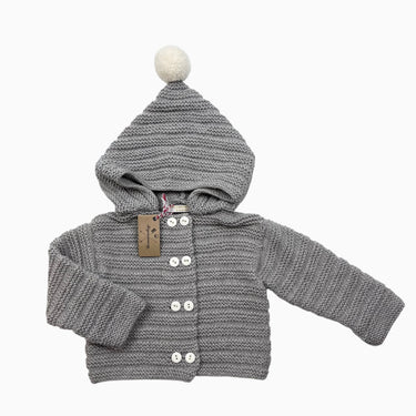 Veste grise en tricot de laine mérinos 6M