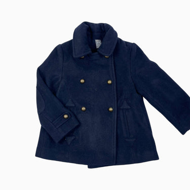 Manteau marine en laine feutrée et poly 3-4Y