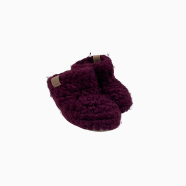 Pantoufles lie de vin en tricot de laine 11CM 6-9M