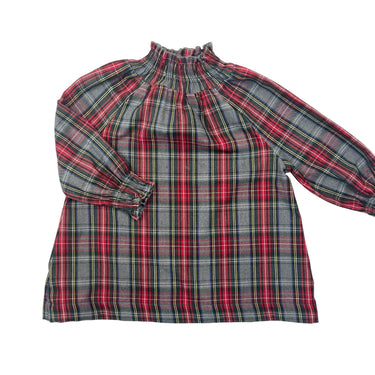 Robe à motif tartan en poly et viscose avec col à smock 3Y