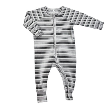 Pyjama à rayures vertes et grises côtelé 6-12M