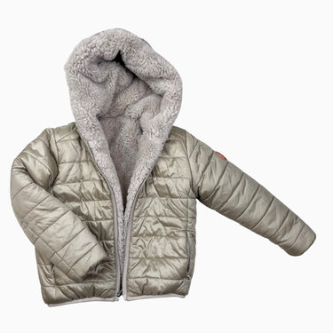 Manteau champagne réversible en peluche et doublé en duvet 4Y (fit 2Y)