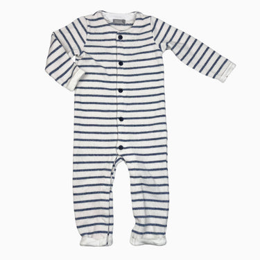 Combi écru à rayures bleues en tricot 18M
