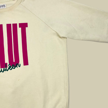 Pull jaune 'Salut Mauléon' en coton et poly pour femmes XS