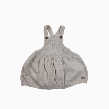 Robe tablier beige en tricot mélangé 9-12M