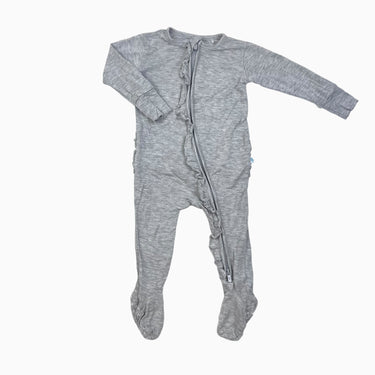 Pyjama gris avec froufrou en bambou et spandex 6-9M