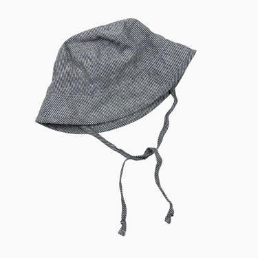 Chapeau soleil 'BUCKET' bleu à rayures blanches en lin 2-4Y