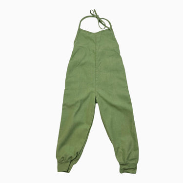 Combi verte en lin et coton avec bretelles ajustables 18-24M
