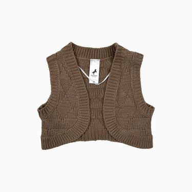 Cardigan latté sans manche en tricot d'acrylique 98CM 3Y