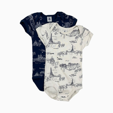 Duo de cache-couche blanc et marine 'Paris' 36M