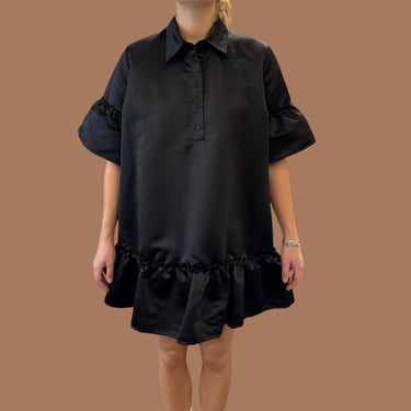 Robe noire satiné en coton pour femmes M
