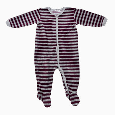 Pyjama à rayures lie de vin et grises en velours 6M