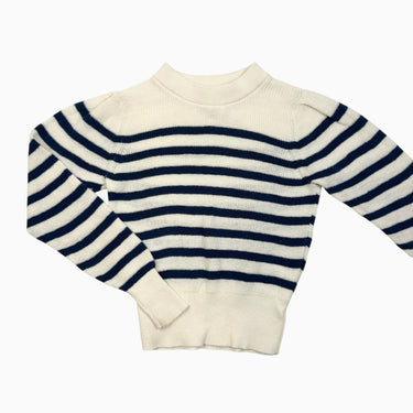 Pull crème rayé bleu en fin tricot de coton et lyocell 4Y fit 3Y