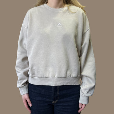 Pull beige en coton ouaté et poly avec logo brodé pour femmes M