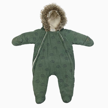 Combi verte 'hérissons' en corduroy doublée en polar 6M