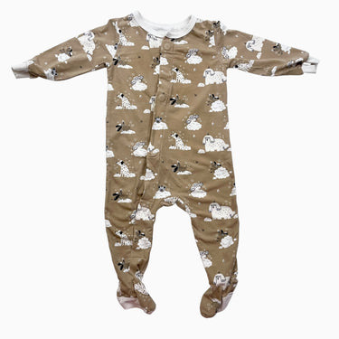 Pyjama latté chiens coton-modal avec fermeture aimanté 6-9M