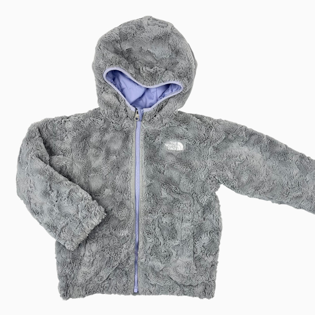 Manteau lilas réversible en peluche grise 4Y