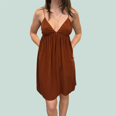 Robe noisette en soie pour femmes XS