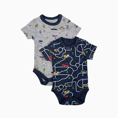 Duo de cache-couche gris et marine 'voitures' 0M