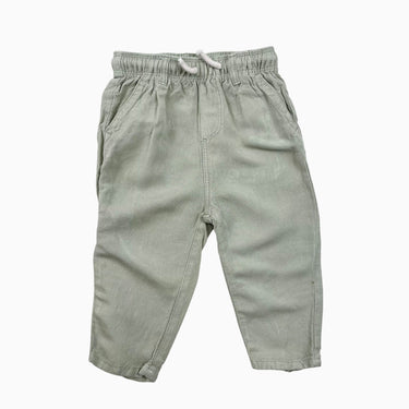 Pantalon pistache en lin et viscose 9-12M