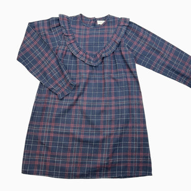 Robe marine carreauté en flanelle 12Y