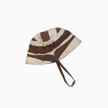 Chapeau soleil à rayures vanille et marrons 4-8Y