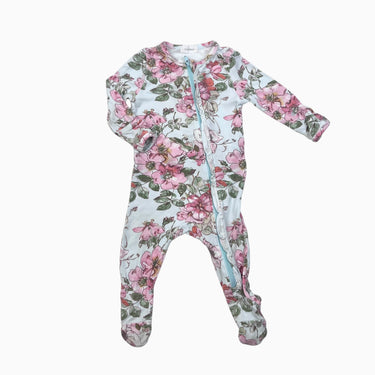 Pyjama aqua fleuri en bambou et spandex 0-3M