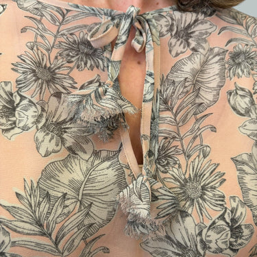 Robe rose maxi à fleurs grises pour femmes M