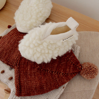 Pantoufles crème en laine small