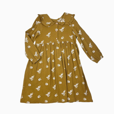 Robe mousseline large ocre 8-9Y