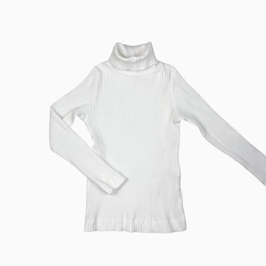 Pull à col roulé blanc côtelé 6-7Y
