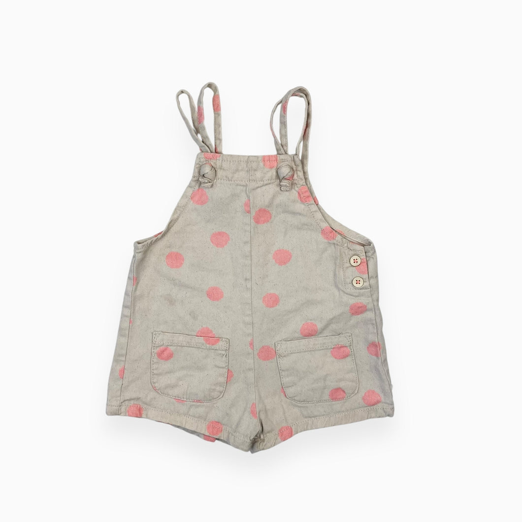 Shortall en canvas de coton à pois roses néons 6-9M